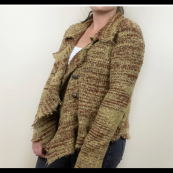 Free people wool blend brown tweed double breasted lined cottagecore  jacket. XS - Picture 1 of 8